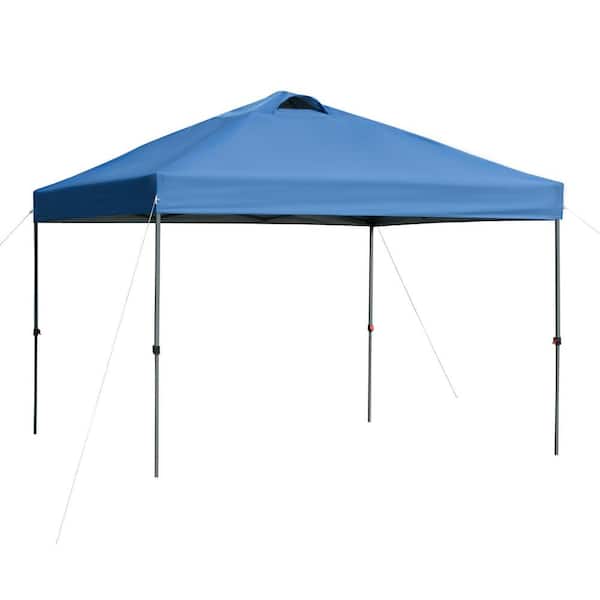 Otryad Outdoor 10 ft. x 10 ft. Pop Up Canopy Tent with 3-Level Adjustable Height, Wheeled Carry Bag, Top Vents in Blue