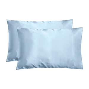 Light Blue Satin King Pillowcase Set of 2