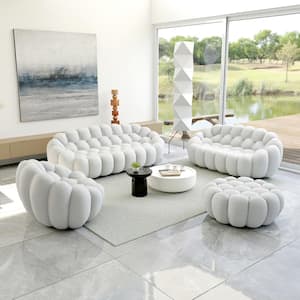 Magic Home (4-Piece) Bubble Sofa, 98 in. Orange Mesh Fabric