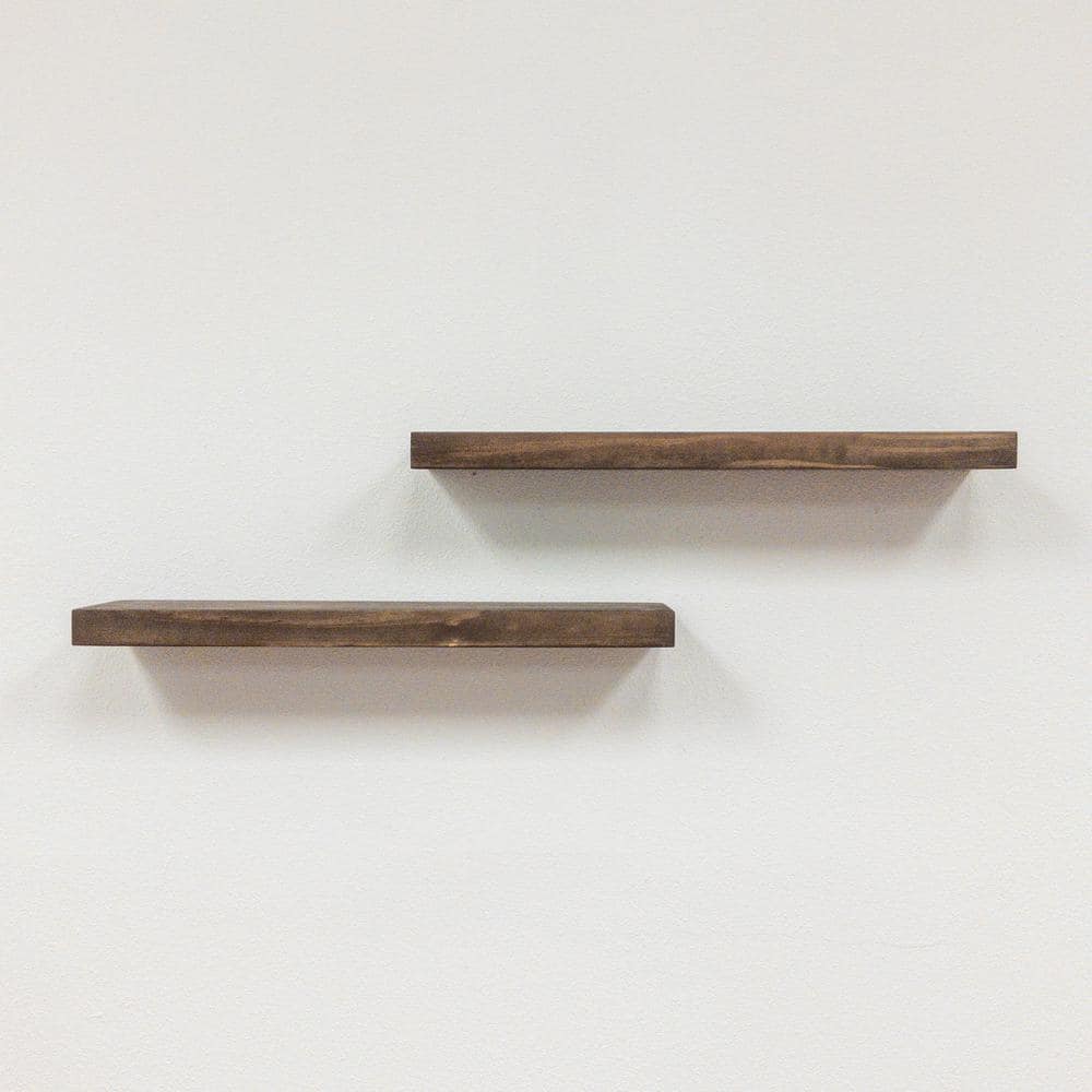 Del Hutson True Float 5.5 in. x 24 in. x 2 in. Dark Walnut Pine Floating De