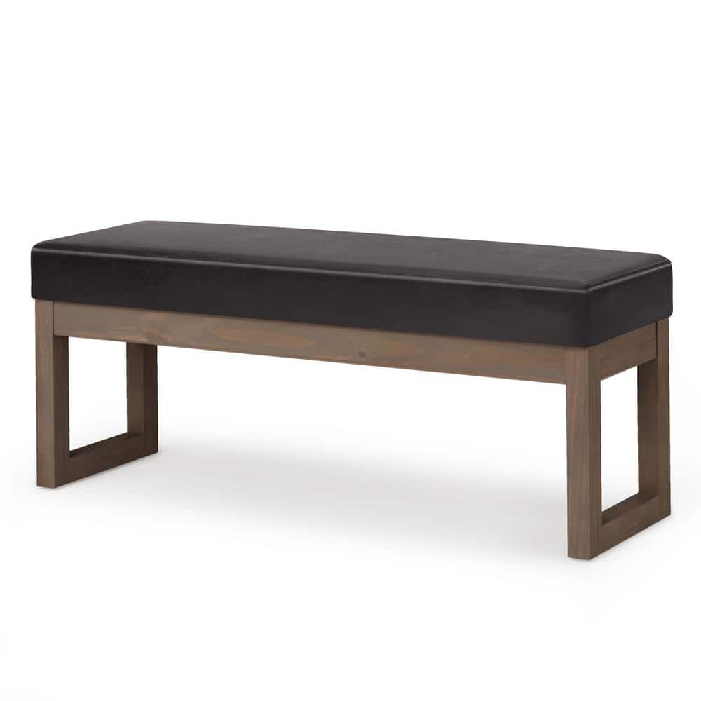 Milltown Tanners Brown Faux Leather Narrow Profile Ottoman