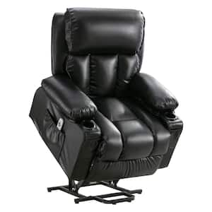 Black Faux Leather Recliners Power Lift Recliner Chair Recliners for Elderly with USB