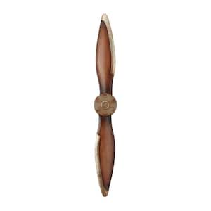 4 in. x  31 in. Metal Brown 2 Blade Airplane Propeller Wall Decor with Aviation Detailing