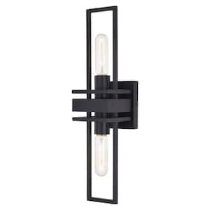 Marquis 2-Light Matte Black Contemporary Wall Sconce Up Down Lighting