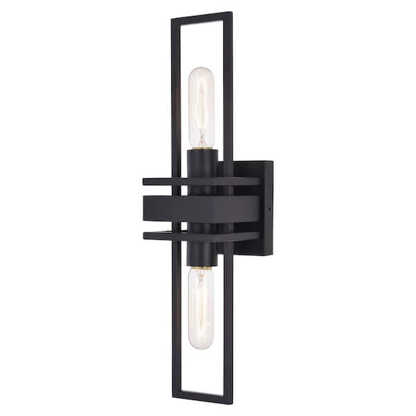 VAXCEL Marquis 2-Light Matte Black Contemporary Wall Sconce Up Down Lighting