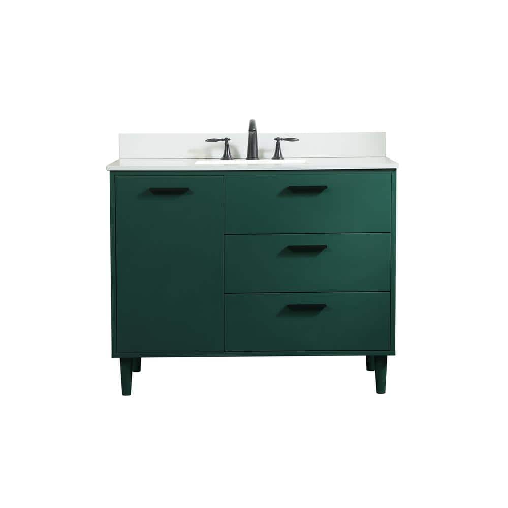 Timeless 42 in. W Single Bath Vanity in Green with Engineered Stone Vanity 