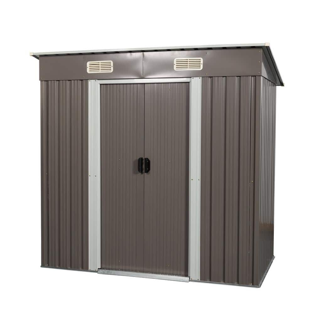 6 ft. W x 3.57 ft. D Metal Shed with 2 Sliding Doors, Floor Base and Padloc