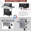 MELLCOM 4-Burner BBQ Propane Gas Grill, 24,000 Stainless Steel
