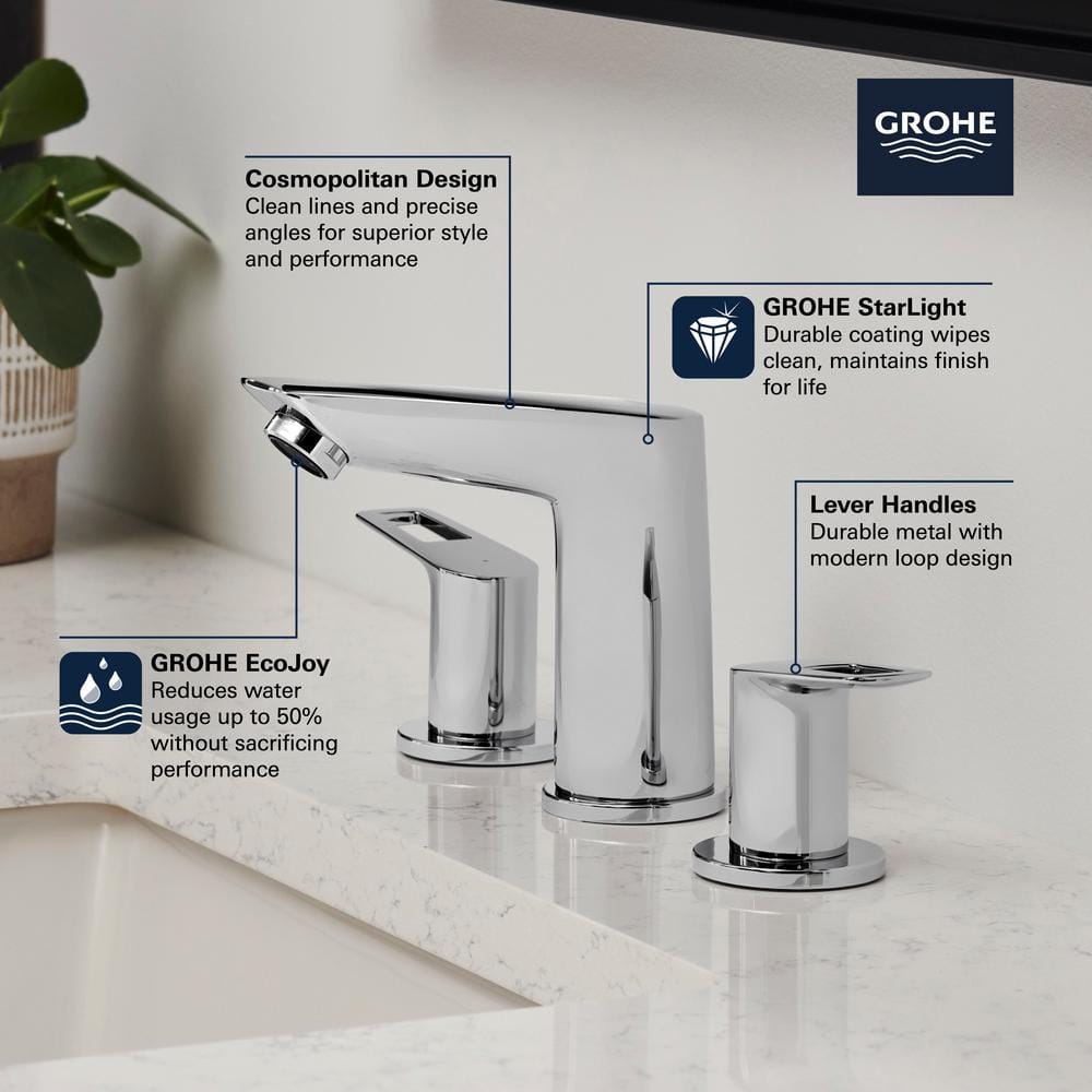 Sleek Cosmopolitan Starlight Chrome Widespread Bathroom Faucet