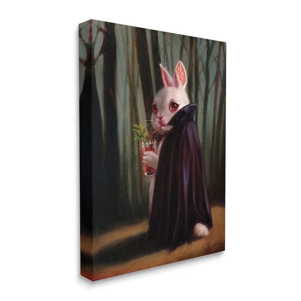 Stupell Industries Vampire Rabbit Drinking Bloody Mary Dark Forest By Lucia Heffernan Unframed Print Animal Wall Art 36 in. x 48 in.