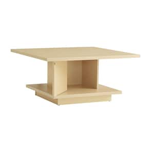 Boa Vista 31 in. Light Maple Square MDF Coffee Table with 1-Shelf and Hidden Cabinet