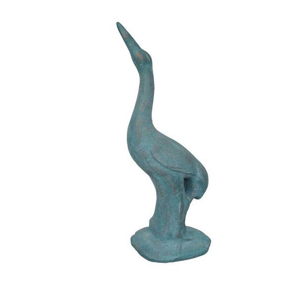 Unbranded 29 in. H Blue Polyresin Crane Statue