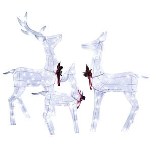 4 .5 ft. Outdoor Lighted Reindeer Family Christmas Yard Decorations with LED Lights, White