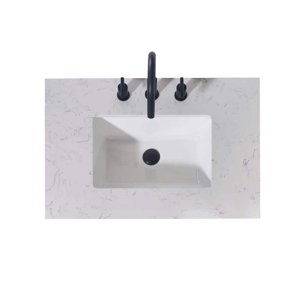 30" White Ceramic Vanity Top with Sink