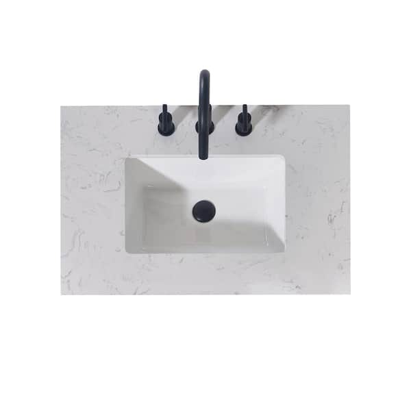 Altair Merano 30 in. W x 22 in. D Engineered Stone Composite Vanity Top in Aosta White Apron