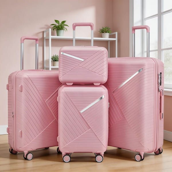 LIVACA 4-Piece Pink Expandable Lightweight Polypropylene Hardside