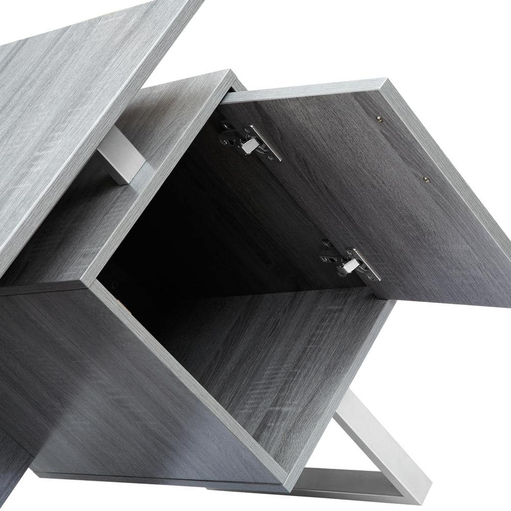 Sleek Modern Gray MDF Office Desk with Drawers and Filing Cabinet