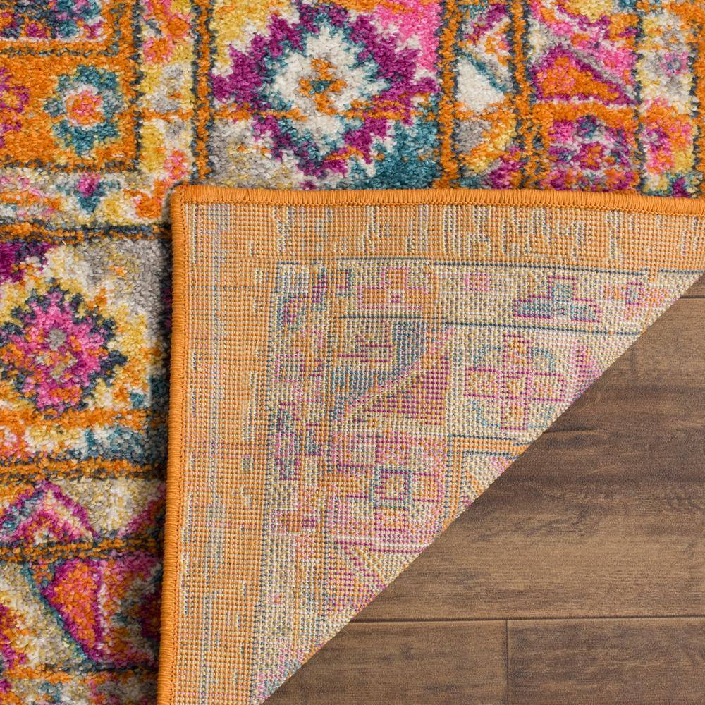 Vibrant Orange and Fuchsia Synthetic Square Area Rug