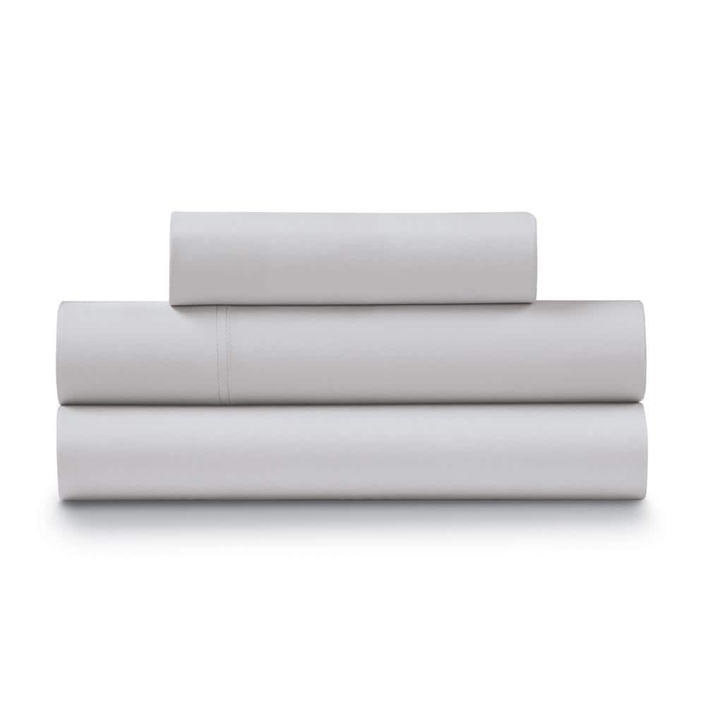 Light Gray Twin Cotton Percale Deep Pocket Sheet Set