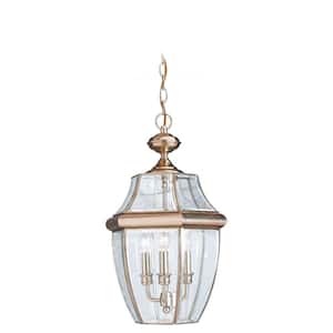 Lancaster 3-Light Traditional Polished Brass Outdoor Hanging Pendant