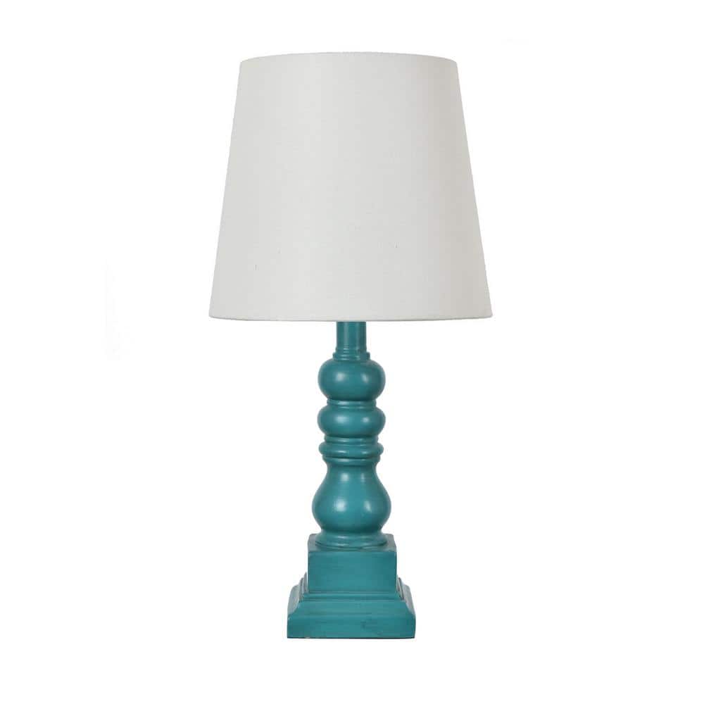 Conrad 18.5" Distressed Blue Resin Table Lamp with Linen Shade
