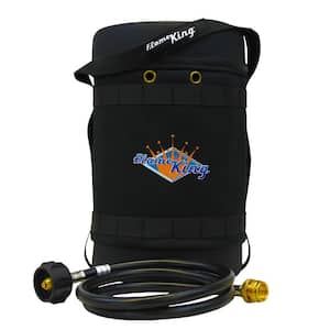 Gas Hauler Kit: Insulated Protective Carry Case for 5 lbs. Propane Tank and Adapter Hose, Black