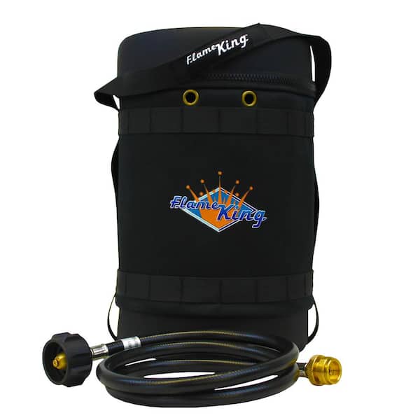 Flame King Gas Hauler Kit: Insulated Protective Carry Case for 5 lbs. Propane Tank and Adapter Hose, Black