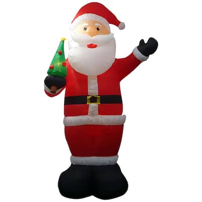 12 ft. Pre-lit Inflatable Santa Holding Tree Airblown