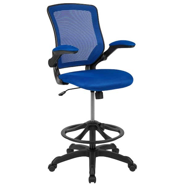 Carnegy Avenue Mesh Adjustable Height Ergonomic Drafting Chair in Blue CGA BL 270273 BL HD The Home Depot