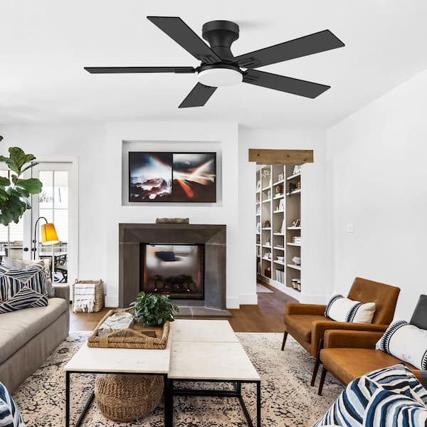 42 in. Smart Outdoor Indoor Black Ceiling Fan with LED Lights, Remote, Voice Control via Alexa, Dimmable, Quite DC Motor