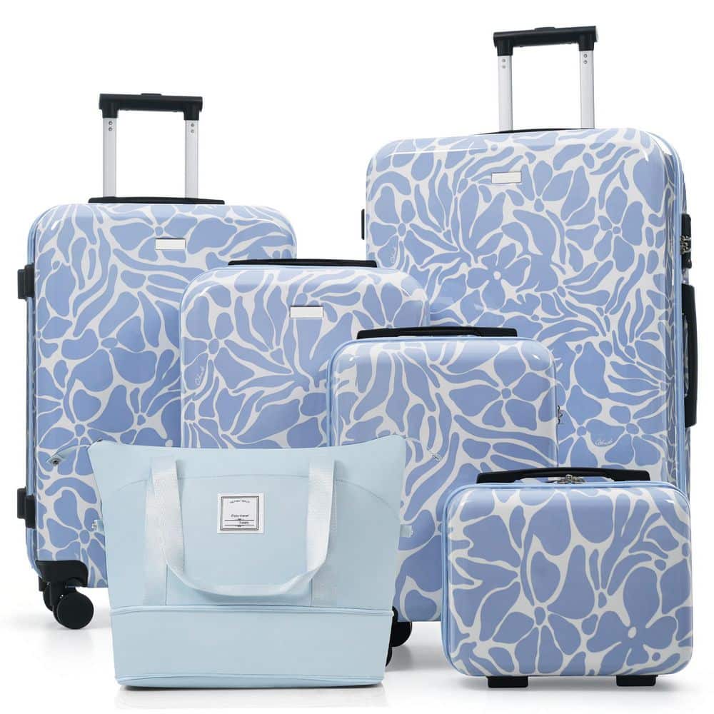 6-Piece Blue ABS Plastic Hardside Luggage Set with TSA Lock, 360° Smooth Rolling Wheels and Adjustable Handle price history on PriceWatchPro