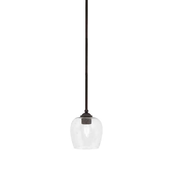 Unbranded Clevelend 100-Watt 1-Light Brown Pendant Mini Pendant Light with Clear Bubble Glass Shade and Light Bulb Not Included