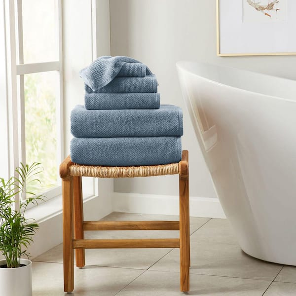 FRESHFOLDS Chambray Blue 6-Piece Cotton Quick-Dry Towel Set