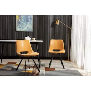 Clermont Tan Synthetic Leather Midcentury Dining Accent Chair (Set of 2)