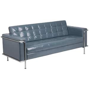 Hercules Lesley 81 in. Square Arm Faux Leather 4-Seater Bridgewater Sofa in Gray
