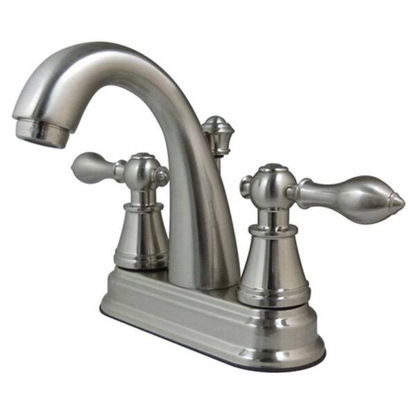 Kingston Brass Classic 4 in. Centerset 2-Handle High-Arc Bathroom Faucet in Satin Nickel