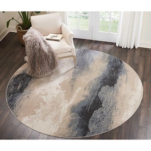 Maxell Flint 8 ft. x 8 ft. Abstract Contemporary Round Area Rug