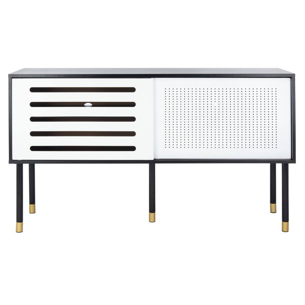 SAFAVIEH Shiloh 53.1 in. White/Black Media Console MED2200B The Home Depot