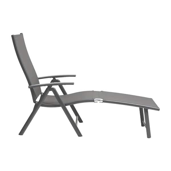Crestlive Products 1-Piece Metal Adjustable Outdoor Chaise Lounge in Gray