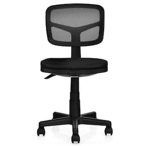 FENBAO Black Armless Office Chair Breathable Mesh Covering Silent