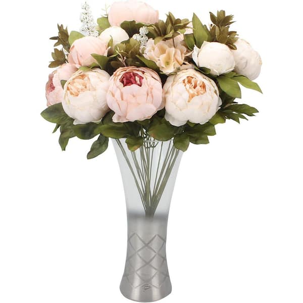 Afoxsos 21 in. Light Pink Indoor/Outdoor Artificial Peony Vintage for Decorations