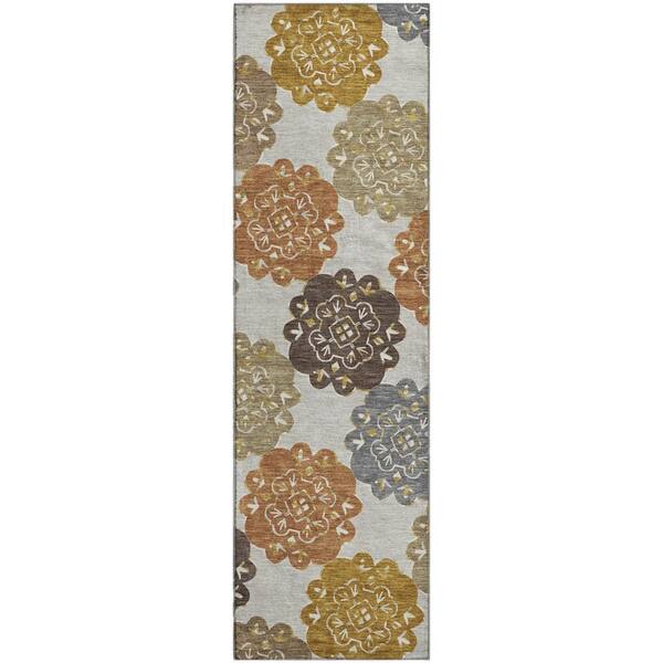 Mayfield Premium Machine Washable Abstract AMF2353 Earth 2 ft. x 7 ft. Runner Rug