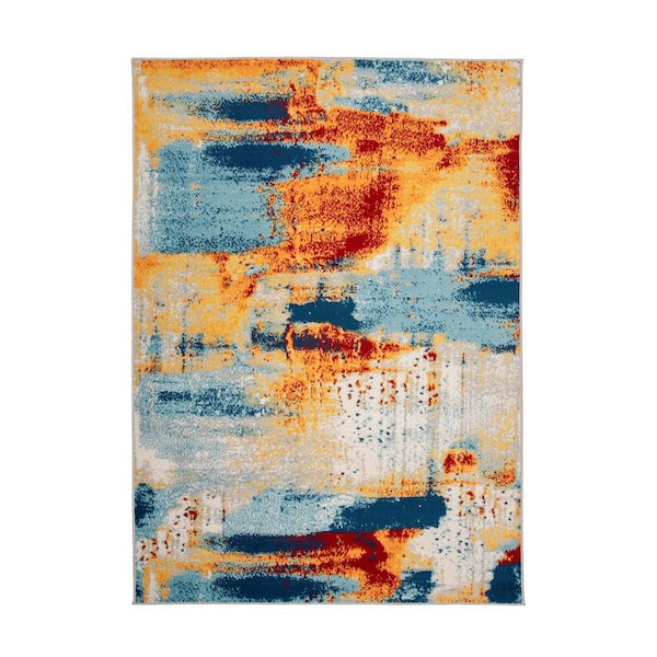 World Rug Gallery Splash Contemporary Multi 7 ft. 10 in. x 10 ft. Area Rug