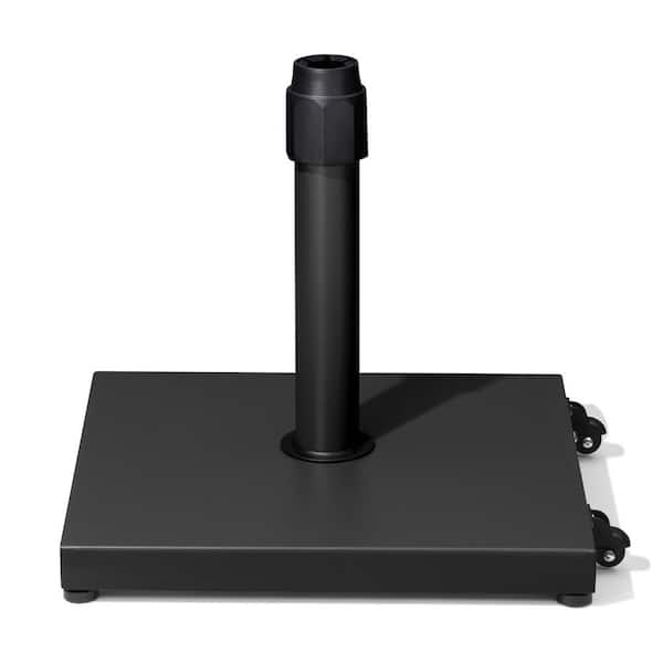 40 lbs. Square Iron Patio Umbrella Base with Wheels in Black