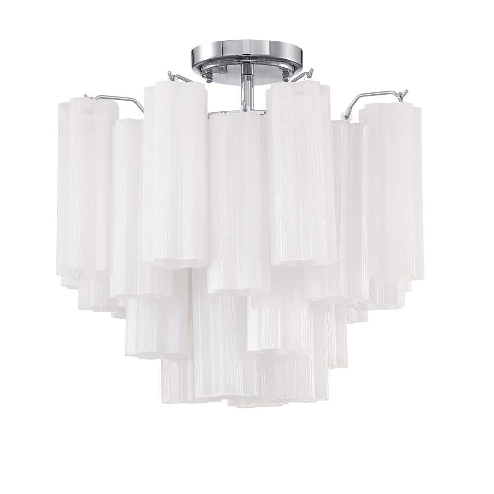 Addis 4-Light Polished Chrome Flush Mount with White Tronchi Glass