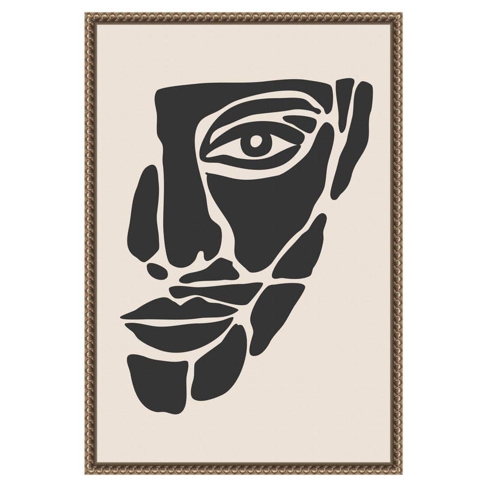 Beaded Bronze Framed Abstract Face Canvas Wall Art 16 x 23-in