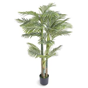 6 .5 ft. Artificial Gold Cane Palm Tree Faux Plant Low-Maintenance Plant Lifelike Green Fake Tree