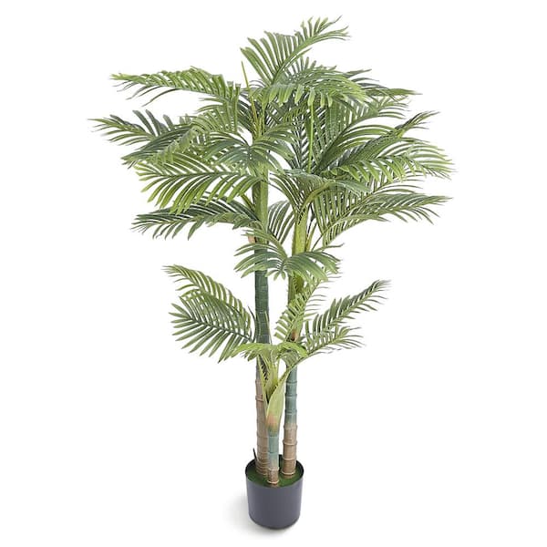 VEVOR 6 .5 ft. Artificial Gold Cane Palm Tree Faux Plant Low-Maintenance Plant Lifelike Green Fake Tree