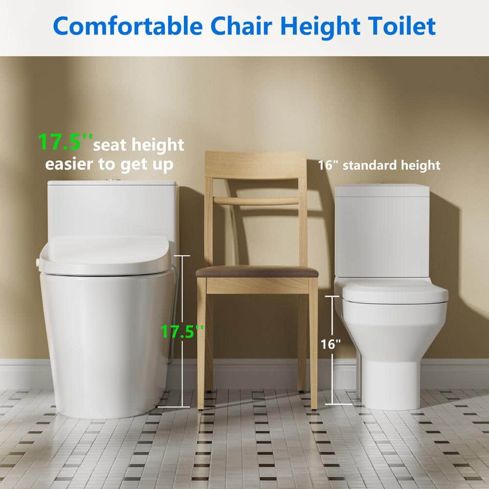 White Ceramic Elongated Dual Flush Bidet Toilet Combo