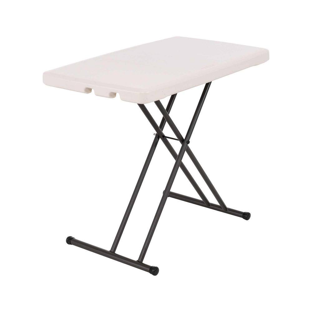 Adjustable Gray Powder-Coated Steel Folding Table with X-Shaped Legs